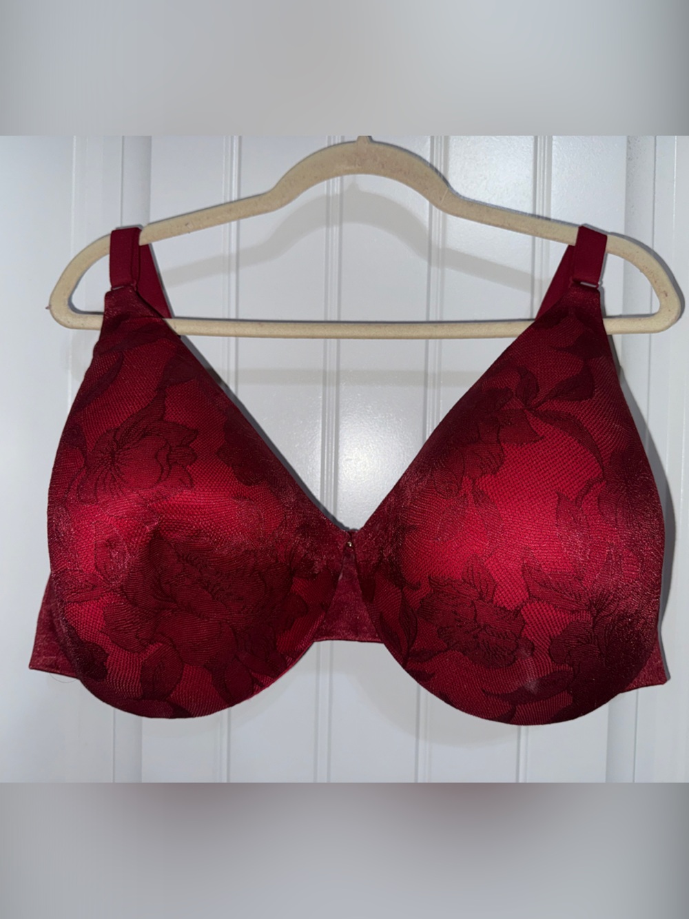 Cacique Deep Red Floral T-Shirt Bra